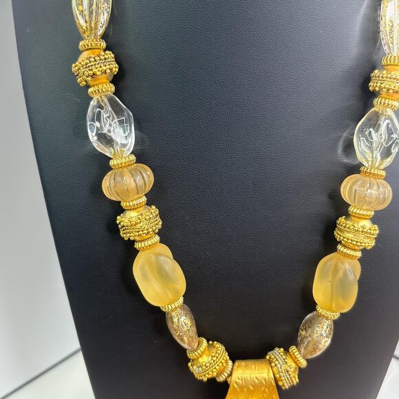 Vintage Anthony Alexander Gold Beaded Chunky Beaded Statement Necklace 20" - Picture 3 of 5